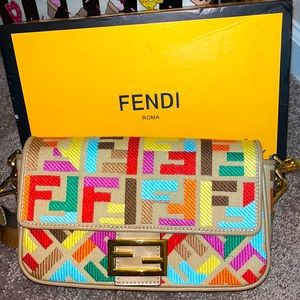 fendi multi color baguette womens bag